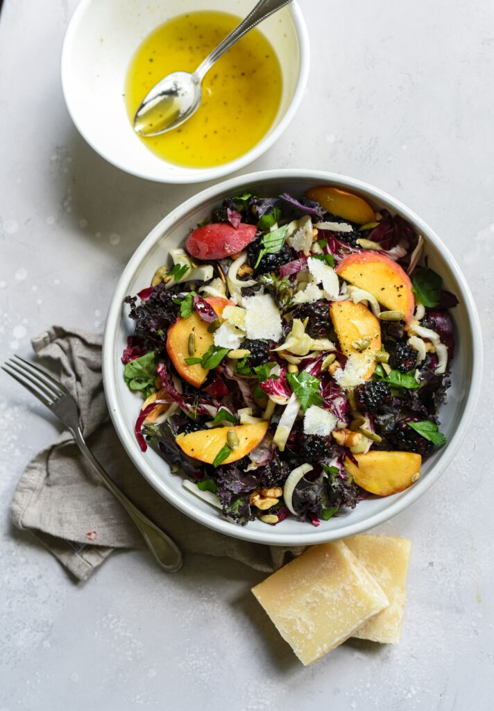 Fresh salad drizzled with vegetable oil
